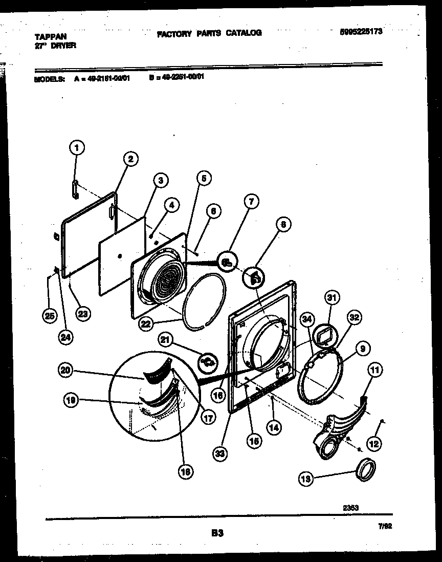 Tappan 49-2151-23-01 door parts diagram