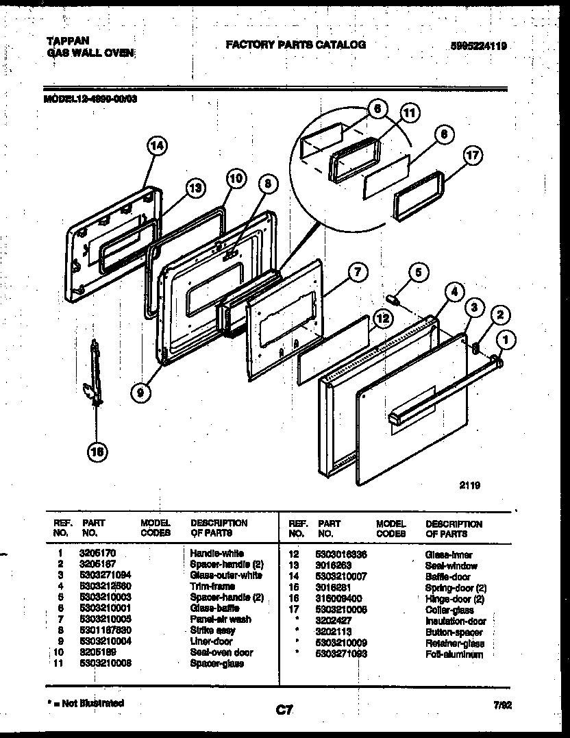 Tappan 12-4990-00-03 door parts diagram