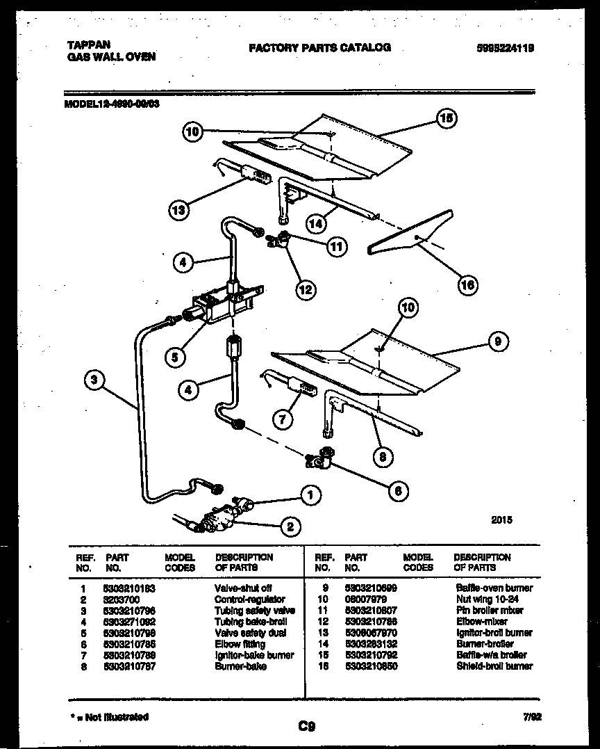 Tappan 12-4990-00-03 gas control diagram