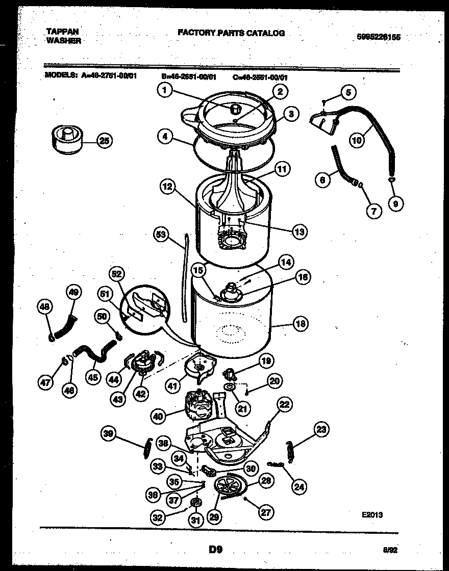 Tappan 46-2751-23-01 tub detail diagram