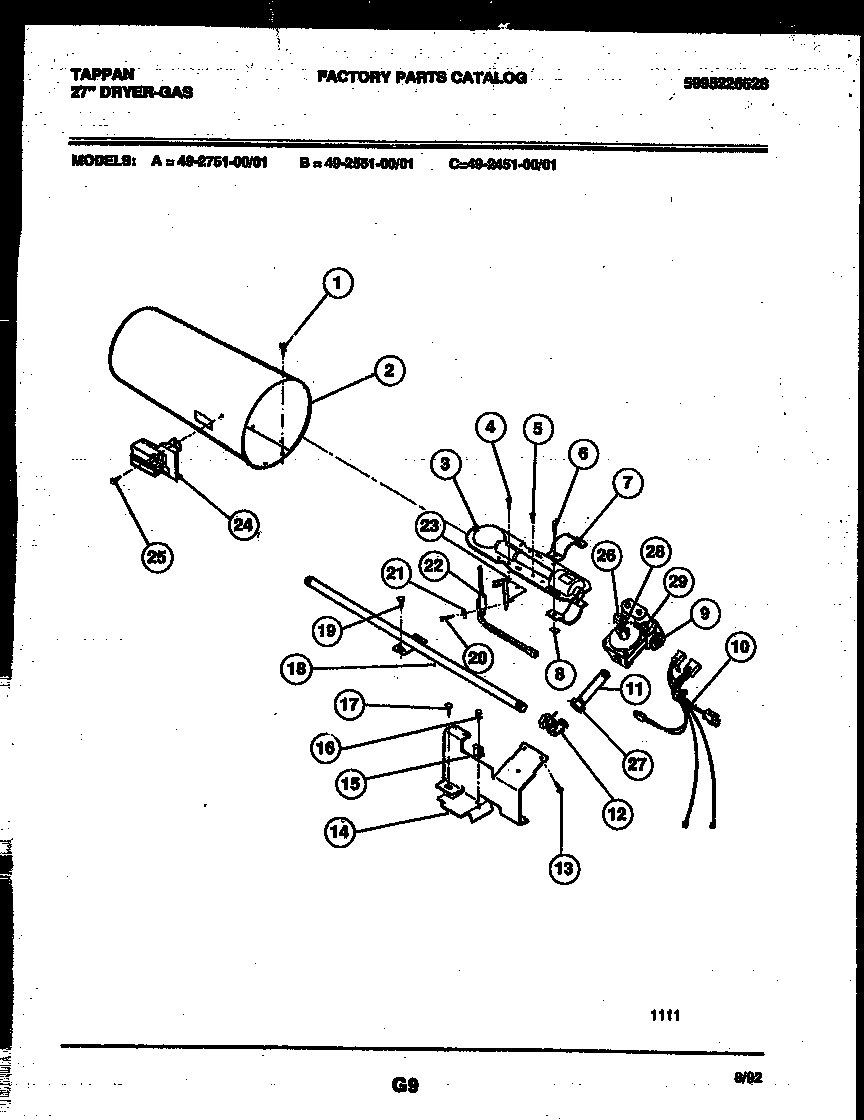 Tappan 49-2551-00-01 burner, igniter and valve diagram