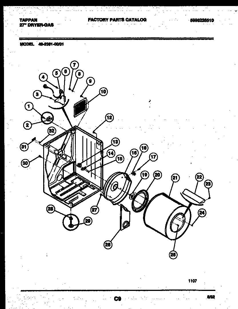 Tappan 49-2351-23-01 cabinet and component parts diagram