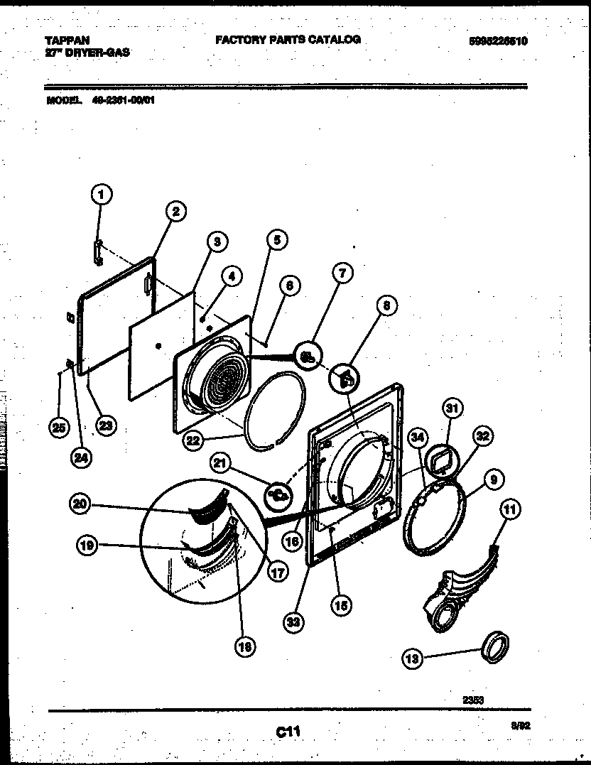 Tappan 49-2351-23-01 door parts diagram