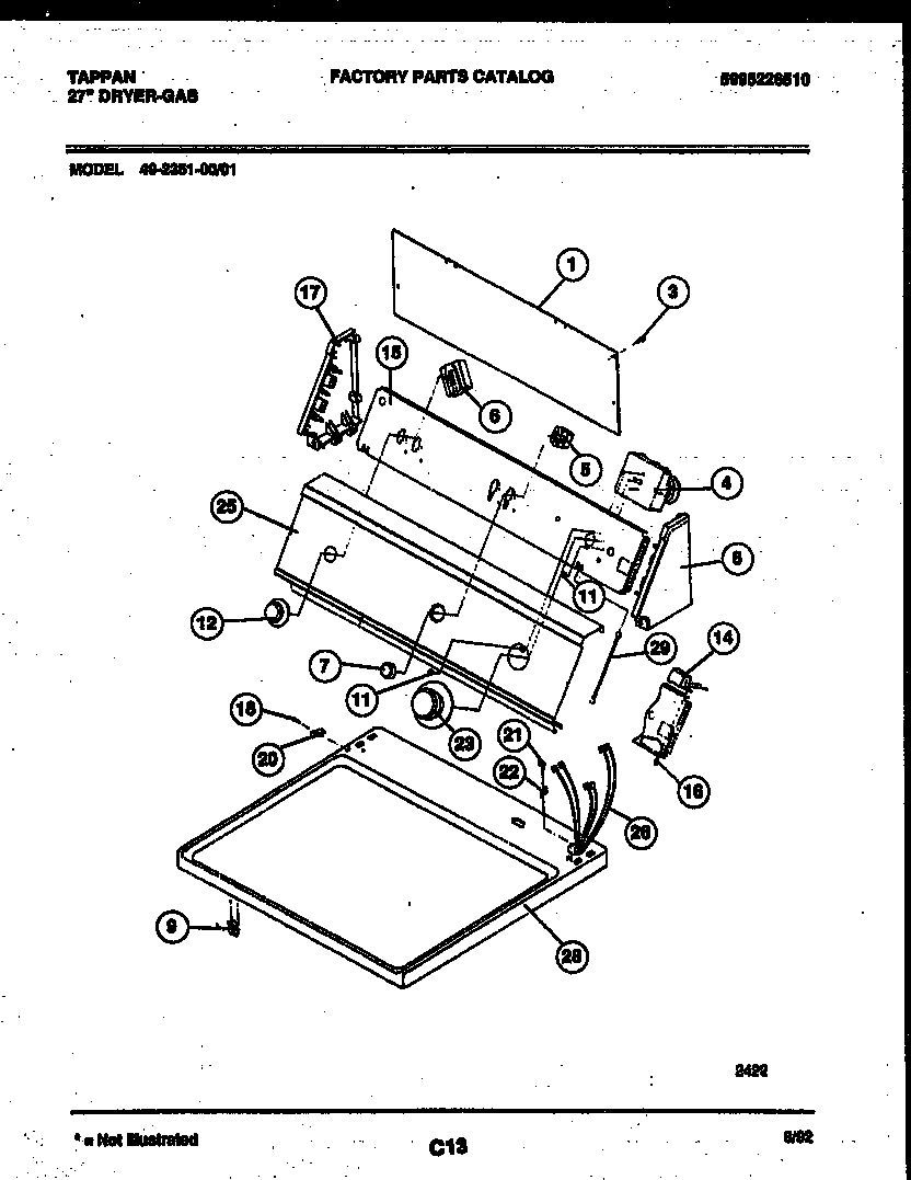 Tappan 49-2351-23-01 console and control parts diagram