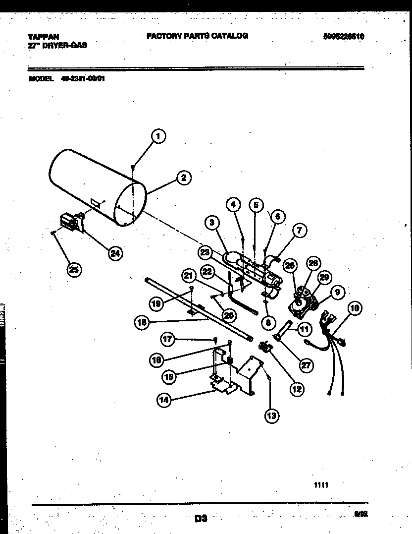 Tappan 49-2351-23-01 burner, igniter and valve diagram