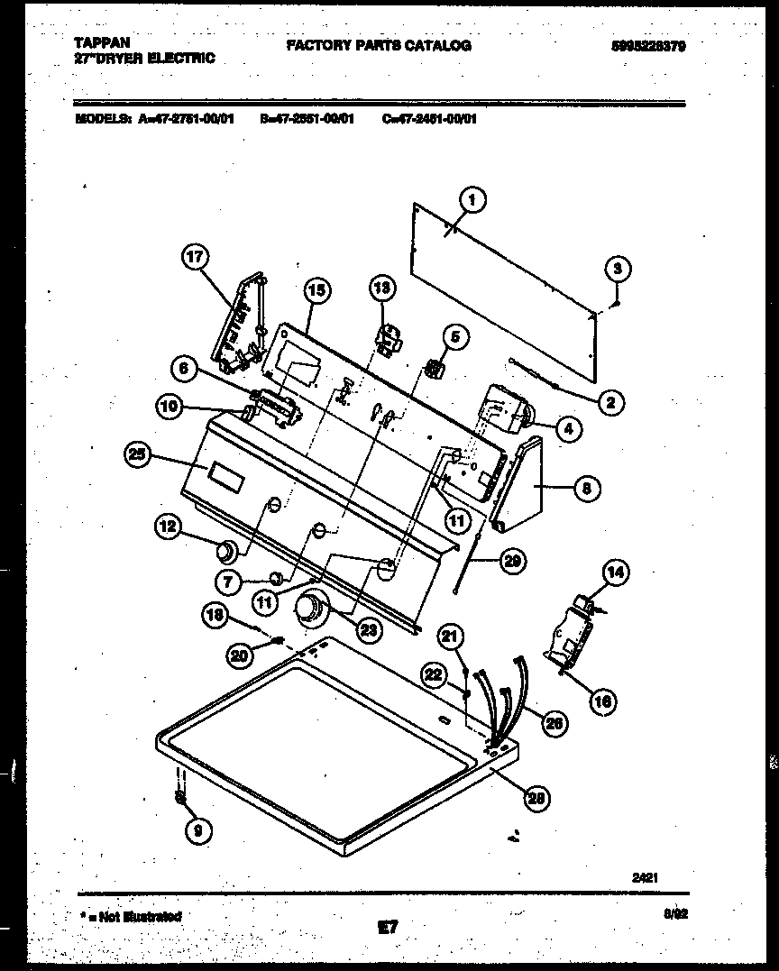 Tappan 47-2451-23-01 console and control parts diagram