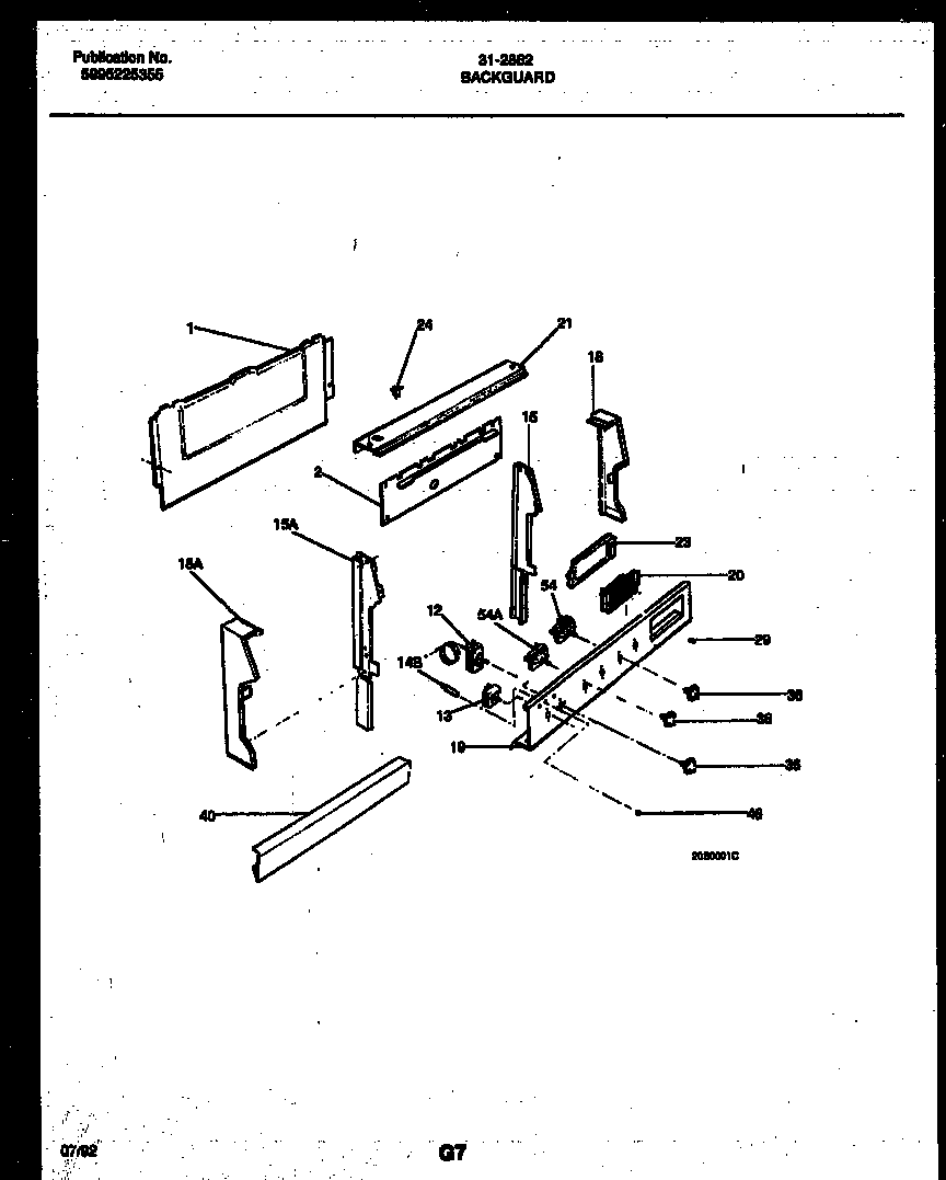 Tappan 31-2862-00-01 backguard diagram
