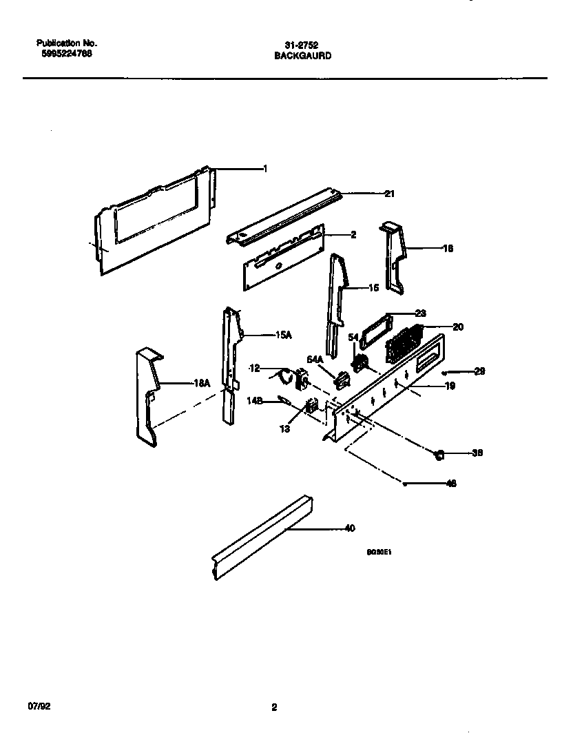 Tappan 31-2752-23-01 backguard diagram
