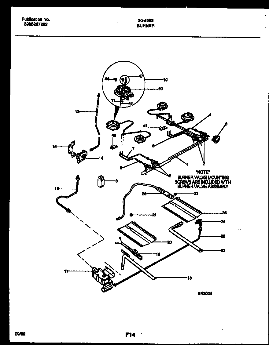 Tappan 30-4952-00-01 burner parts diagram