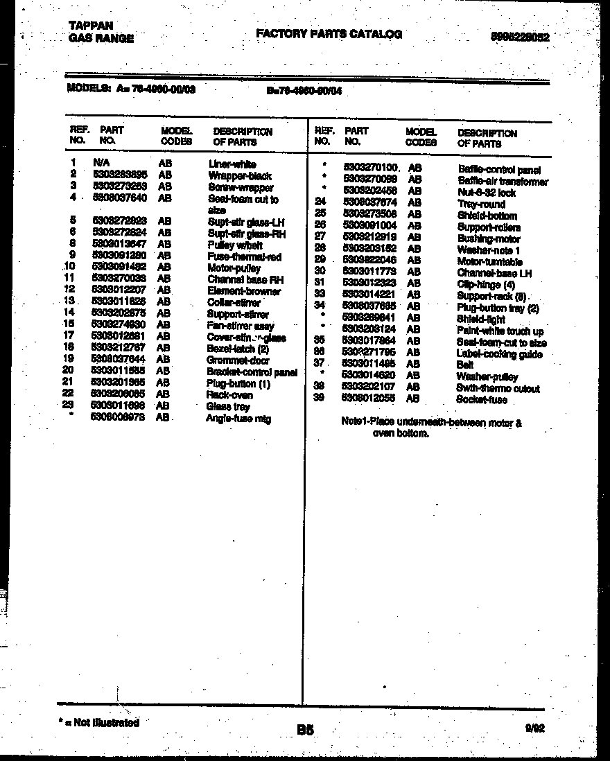 Tappan 77-4950-23-04 lower body parts diagram