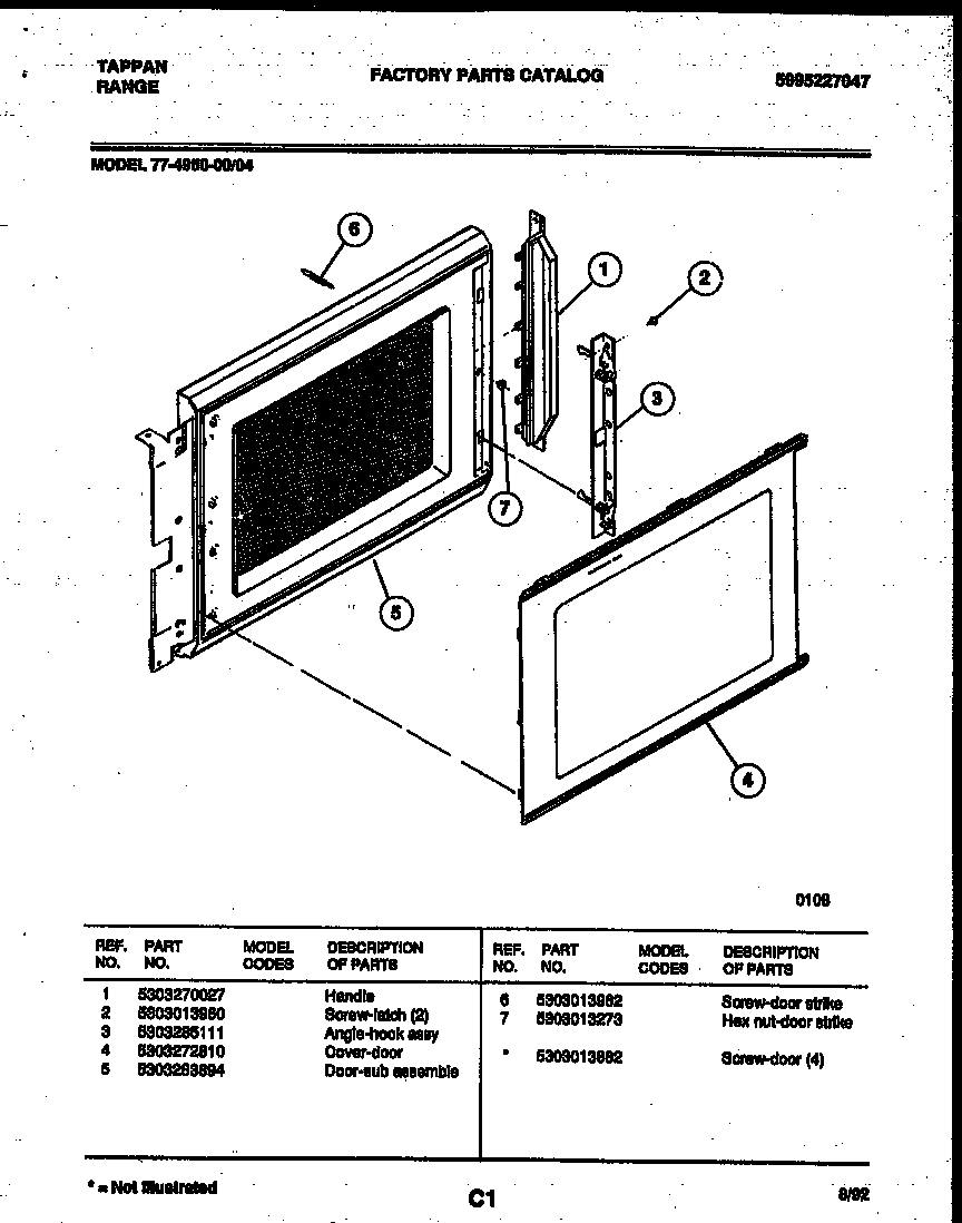 Tappan 77-4950-23-04 upper body parts diagram