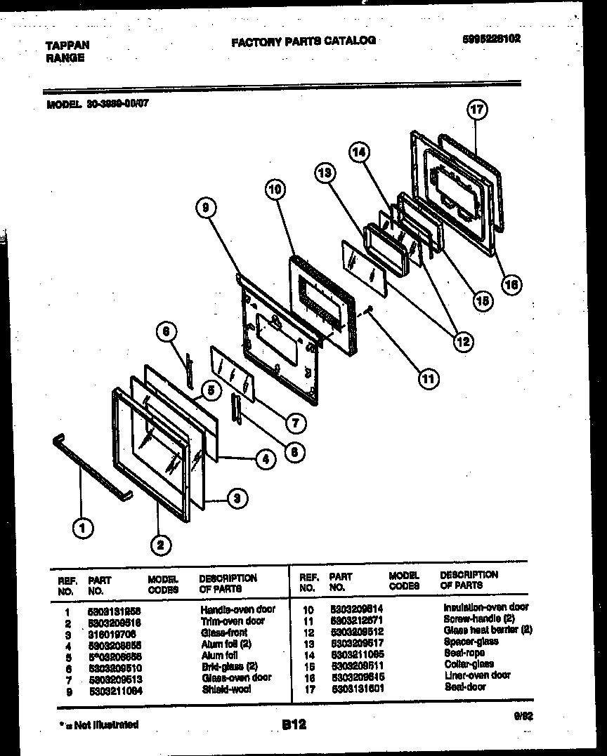 Tappan 30-3989-23-07 door parts diagram