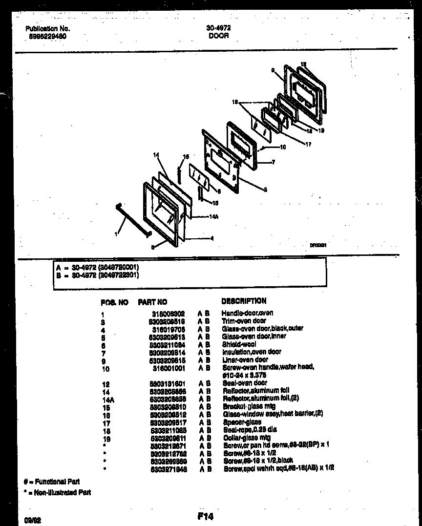 Tappan 30-4972-00-01 door parts diagram