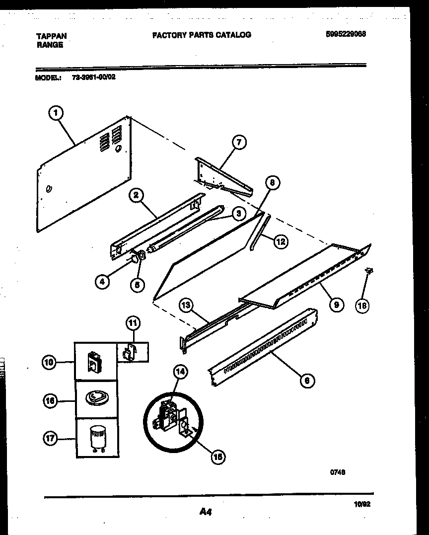 Tappan 73-3951-00-02 splasher control diagram
