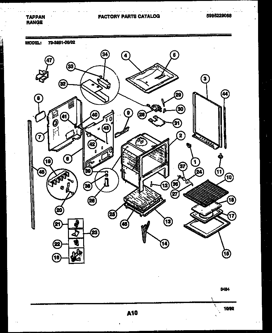 Tappan 73-3951-00-02 lower body parts diagram