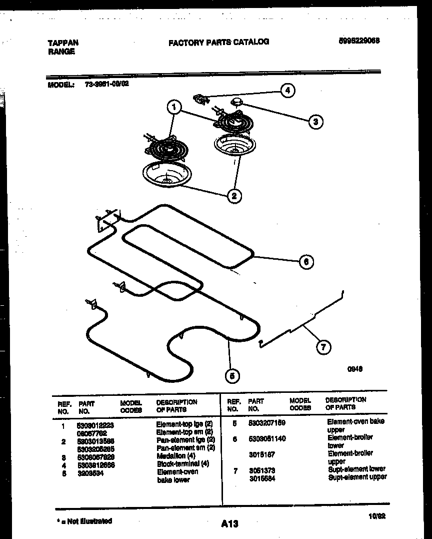 Tappan 73-3951-00-02 broiler parts diagram