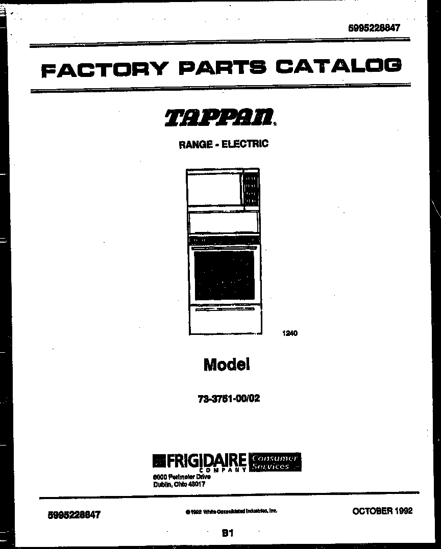 Tappan 73-3751-66-02 splasher control diagram