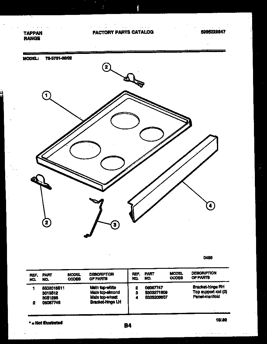 Tappan 73-3751-66-02 lower body parts diagram