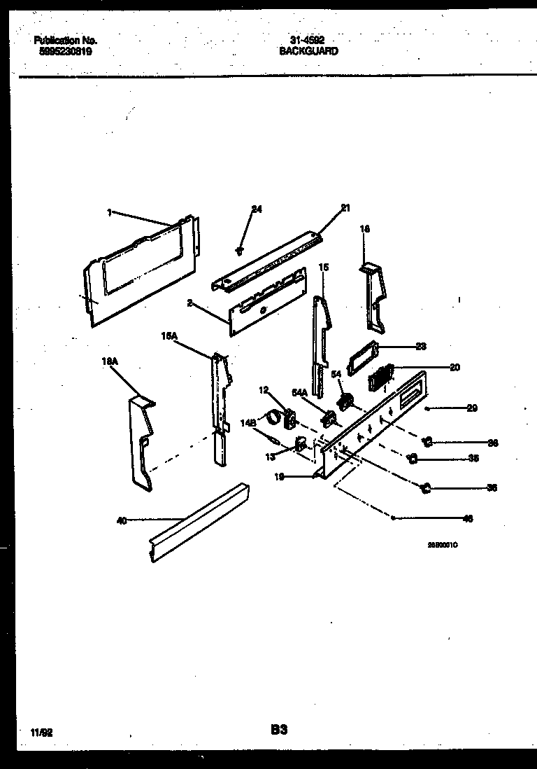 Tappan 31-4592-23-01 backguard diagram