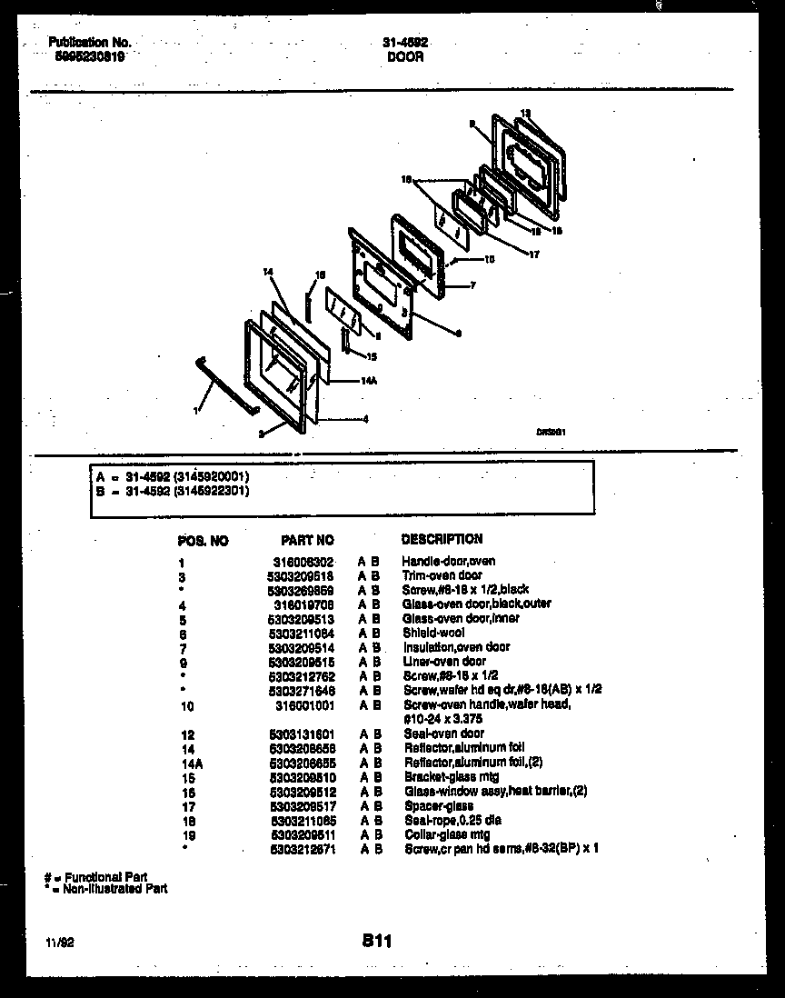 Tappan 31-4592-23-01 door parts diagram