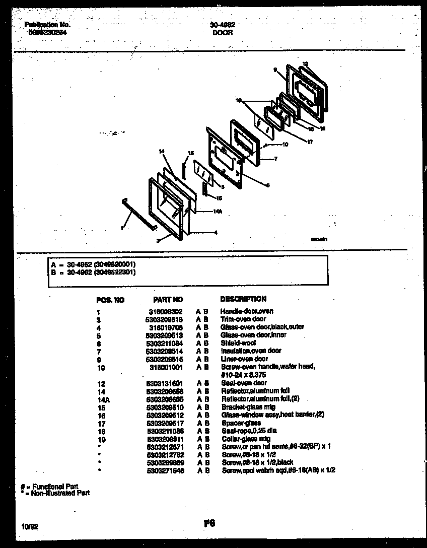 Tappan 30-4962-23-01 door parts diagram
