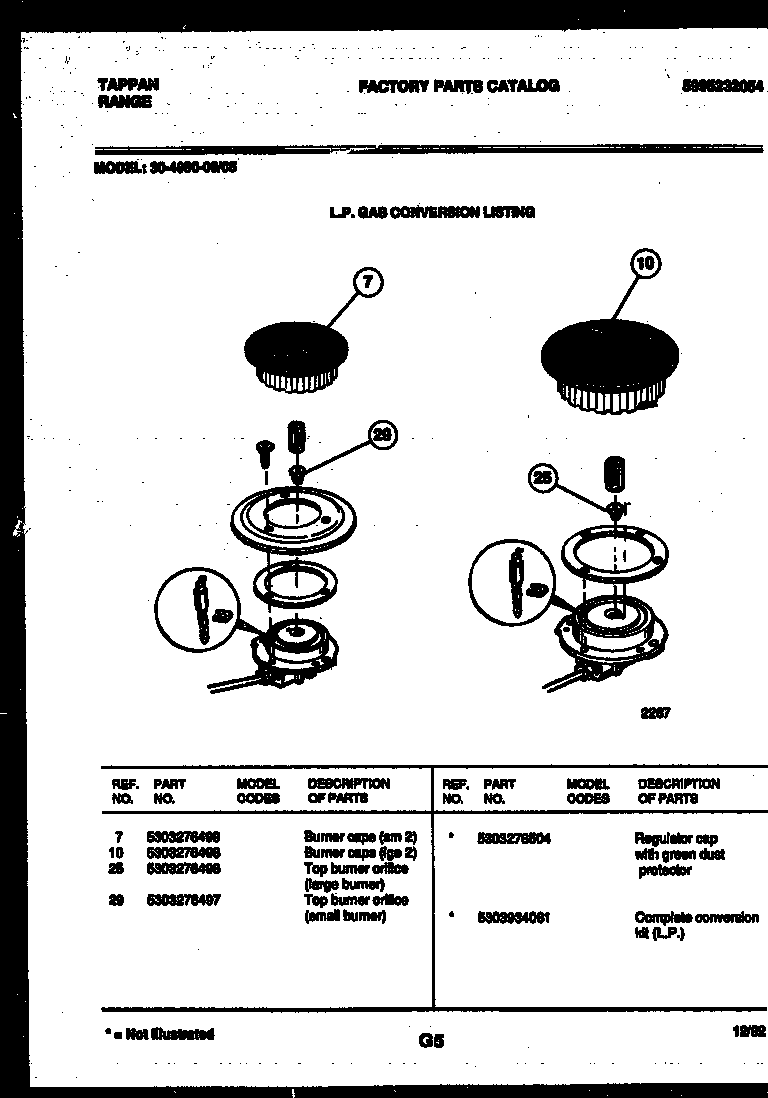 Tappan 30-4980-08-05 burner parts diagram