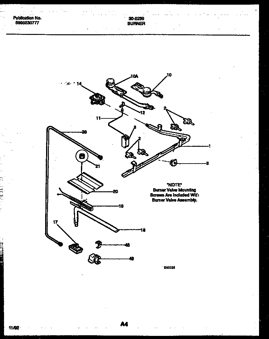 Tappan 30-2239-23-09 burner parts diagram