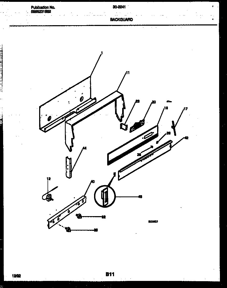 Tappan 30-2241-00-04 backguard diagram