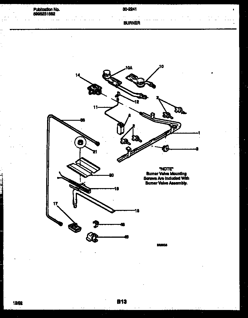 Tappan 30-2241-00-04 burner parts diagram