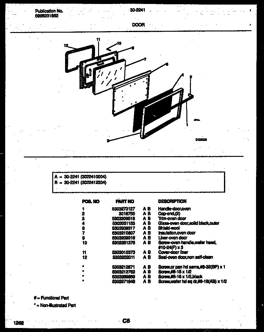 Tappan 30-2241-00-04 door parts diagram