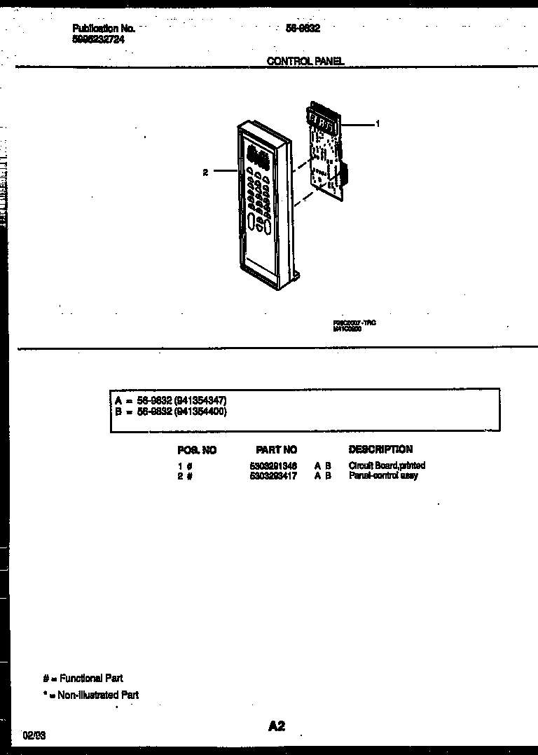 Tappan 56-9832-10-02 control panel diagram