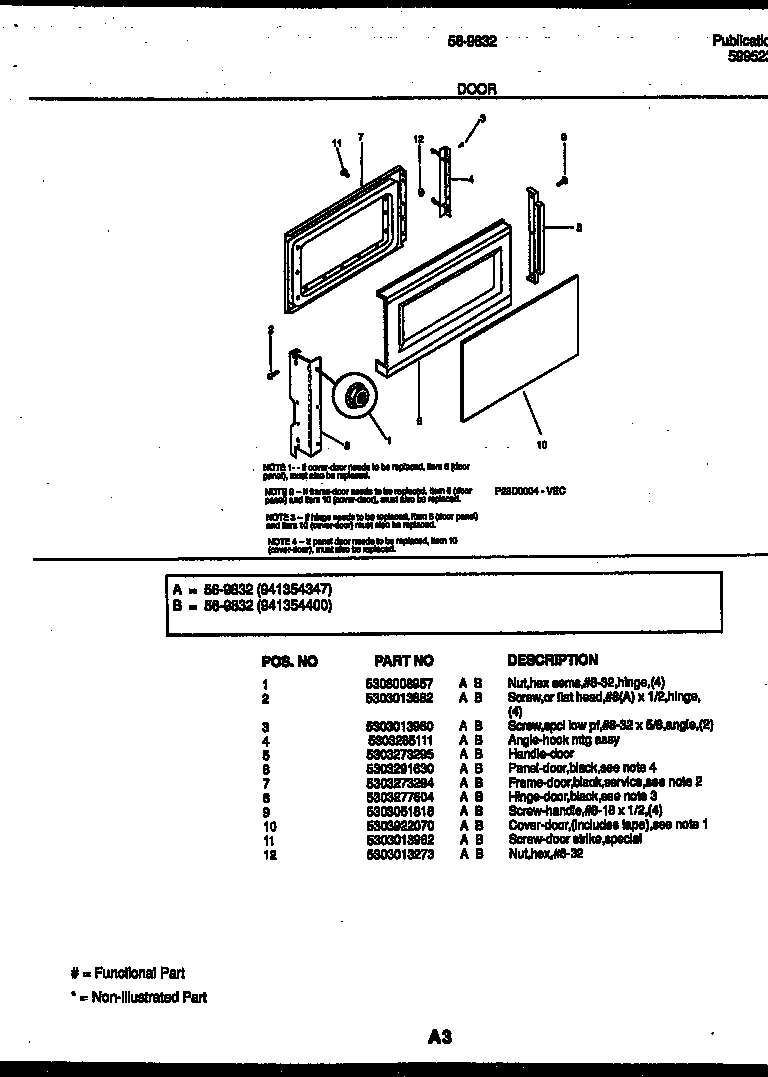 Tappan 56-9832-10-02 door parts diagram