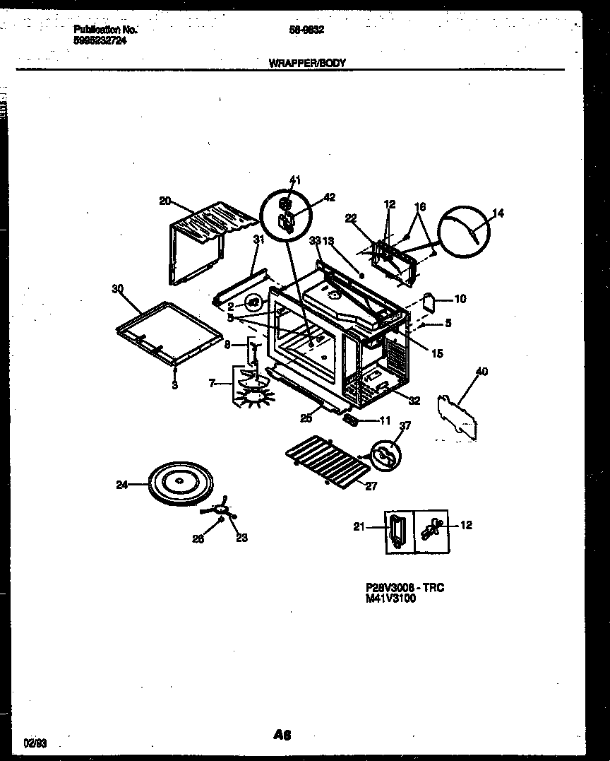 Tappan 56-9832-10-02 wrapper and body parts diagram