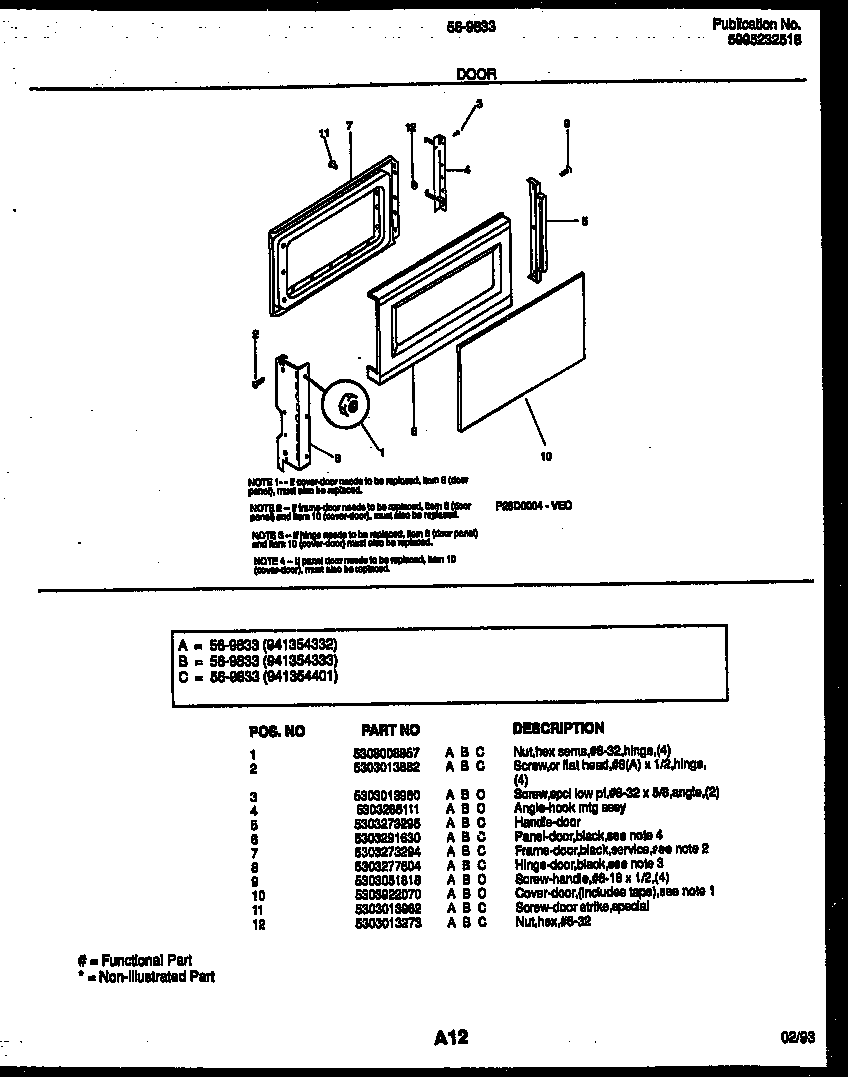Tappan 56-9833-10-03 door parts diagram