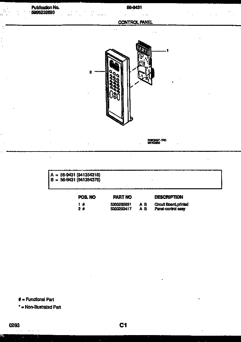 Tappan 56-9431-10-05 control panel diagram