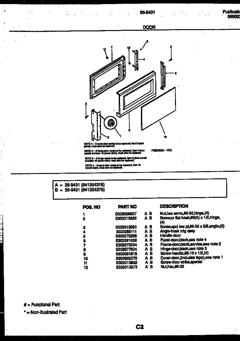 Tappan 56-9431-10-05 door parts diagram