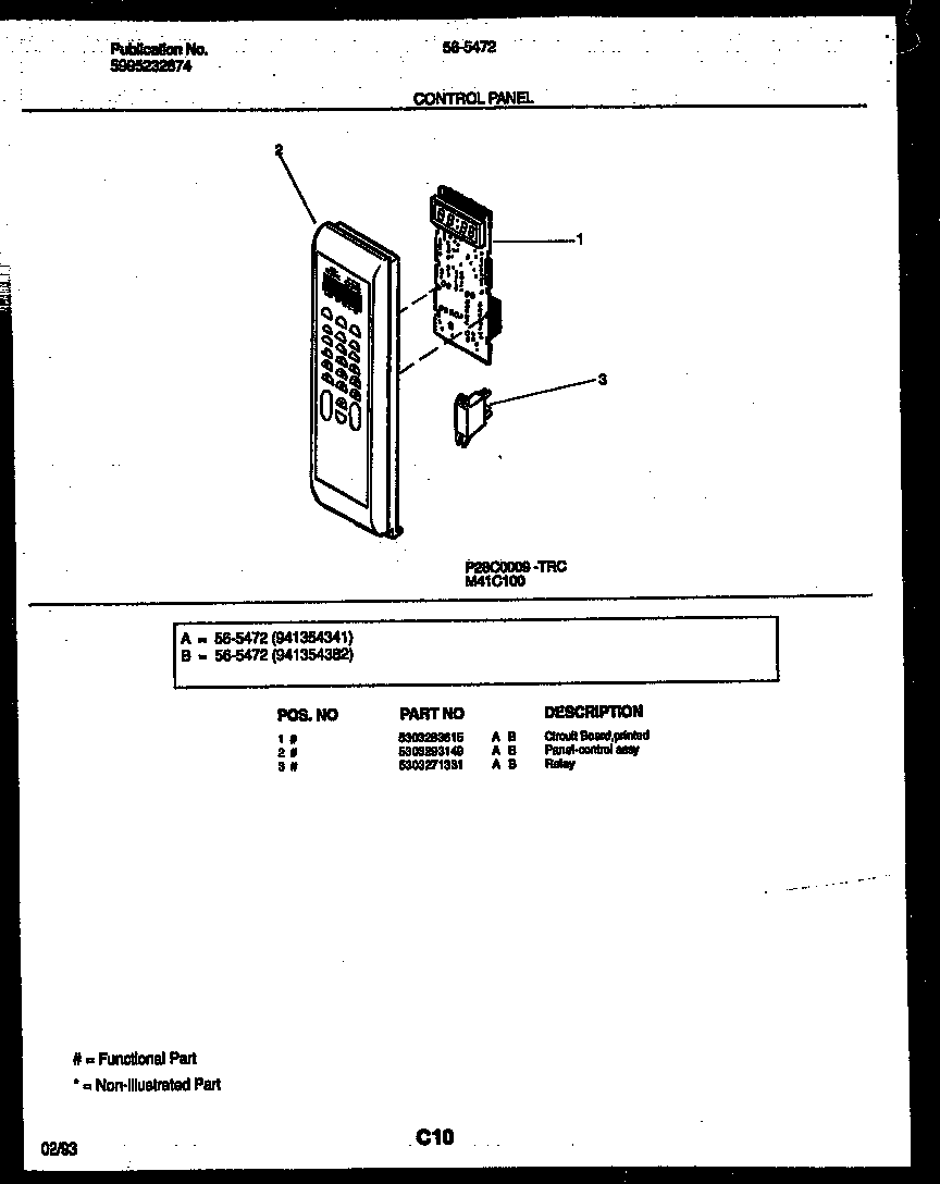 Tappan 56-5472-10-03 control panel diagram