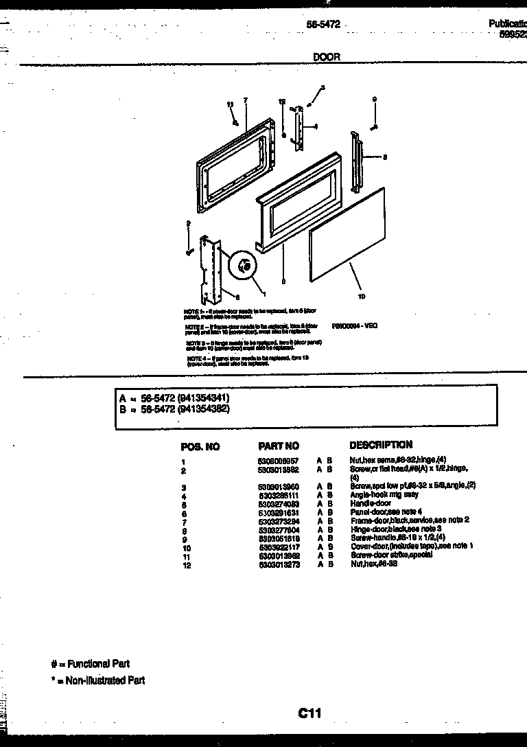 Tappan 56-5472-10-03 door parts diagram