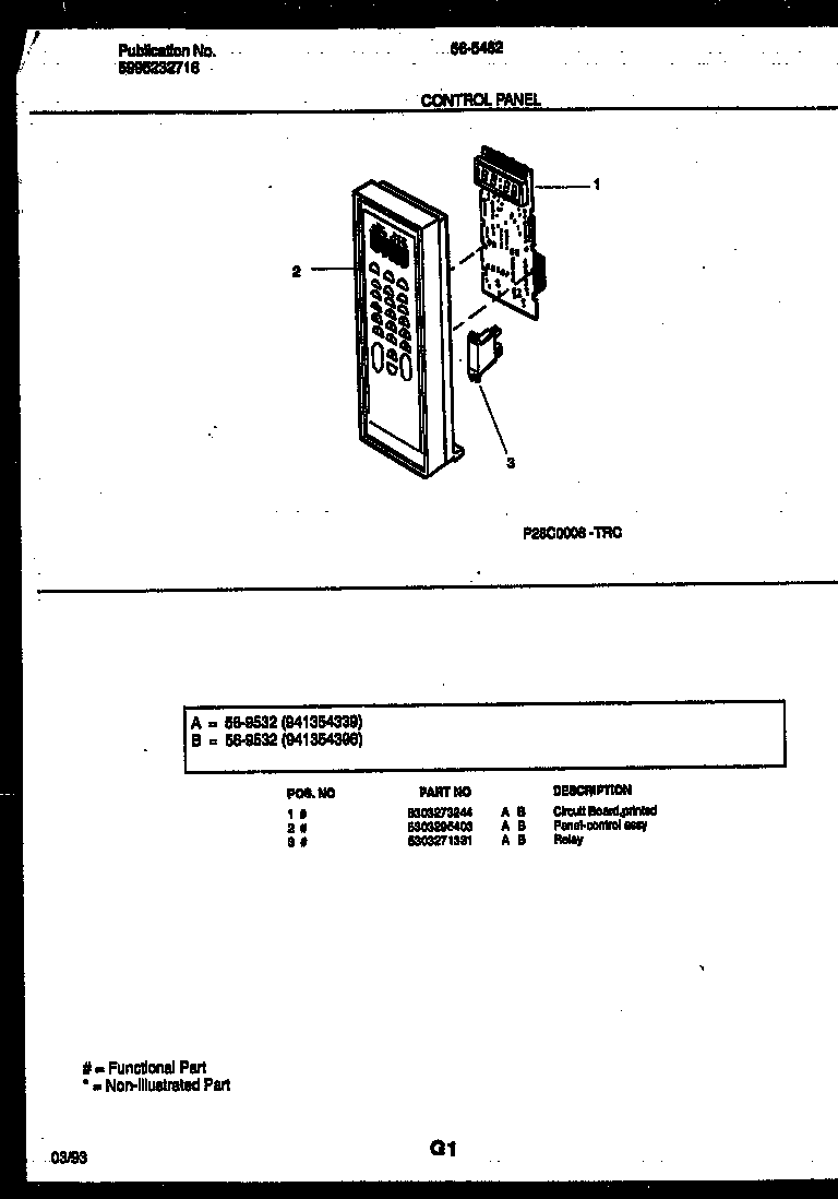 Tappan 56-9532-10-03 control panel diagram