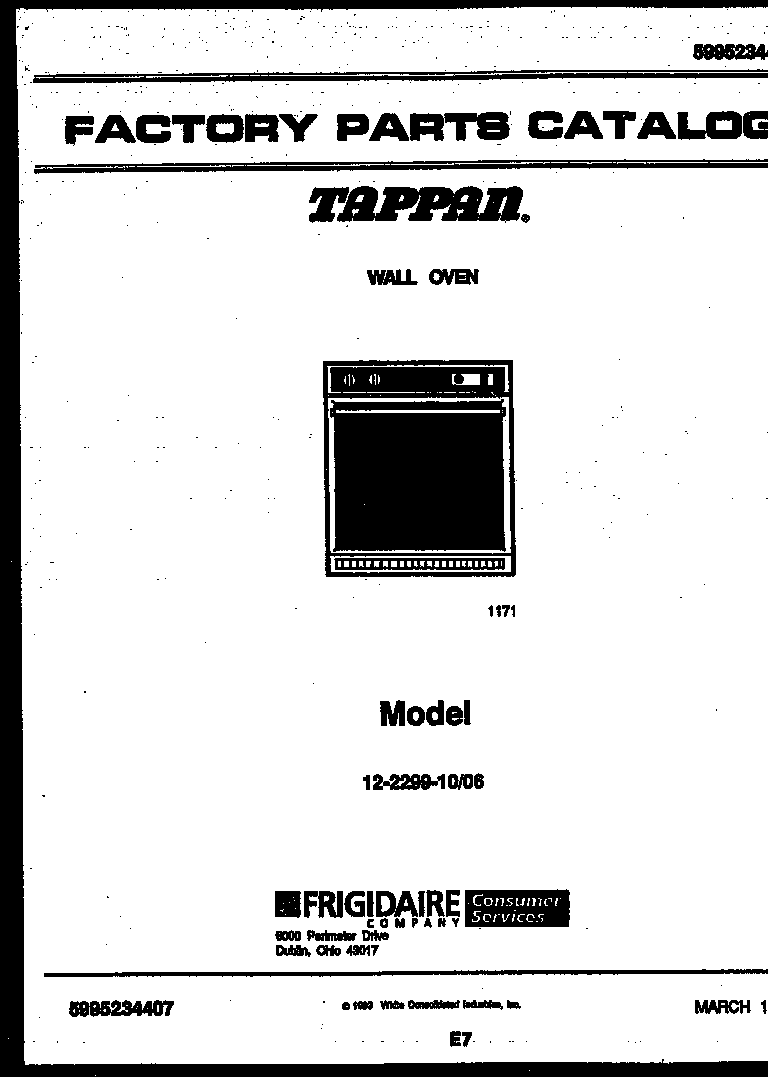 Tappan 12-2299-00-06 cover page- text only diagram