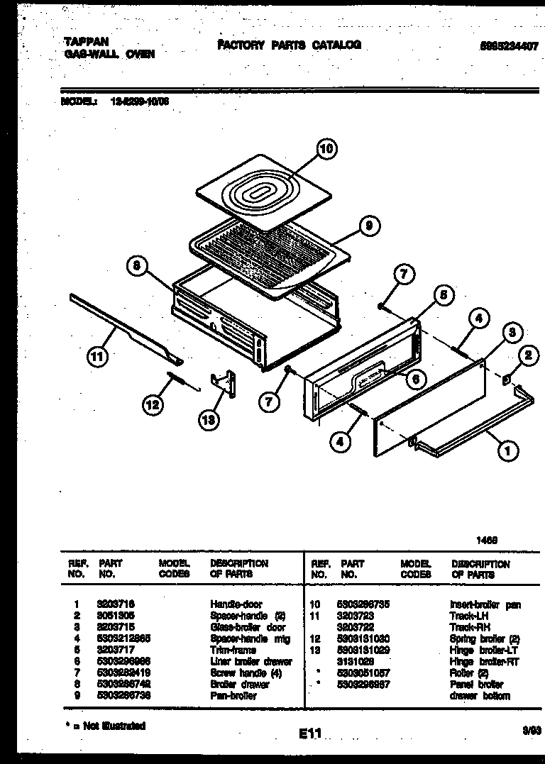 Tappan 12-2299-00-06 broiler drawer parts diagram