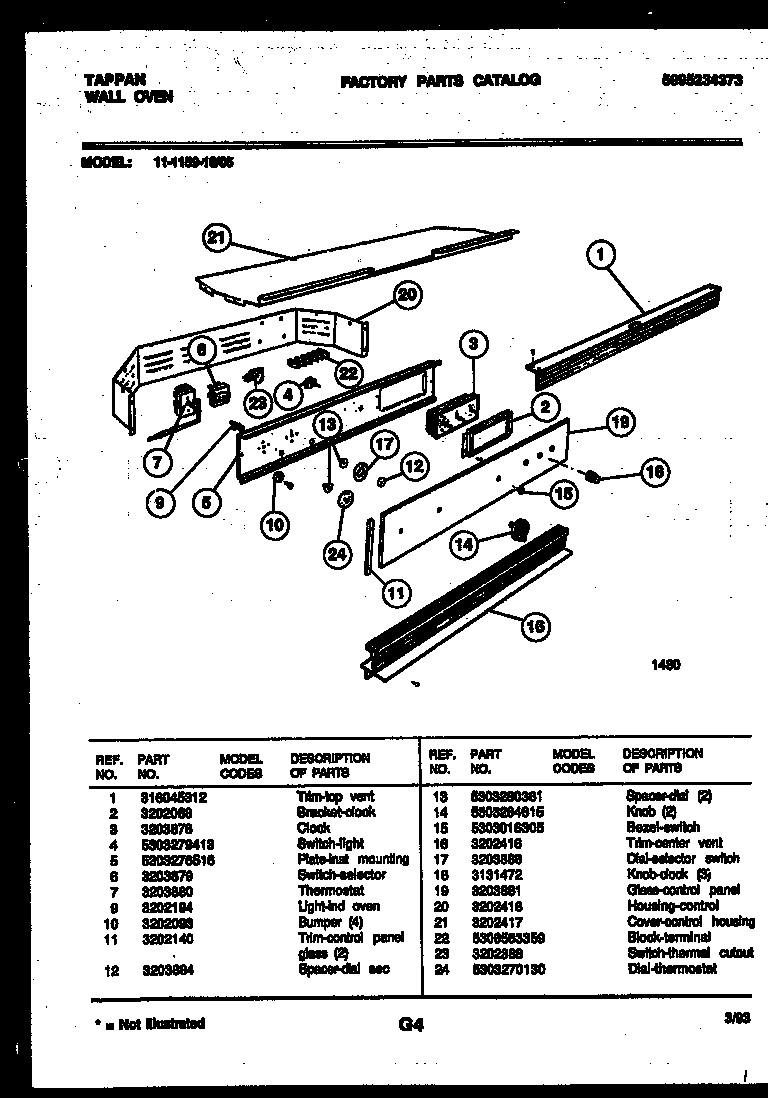 Tappan 11-1159-00-05 control panel diagram
