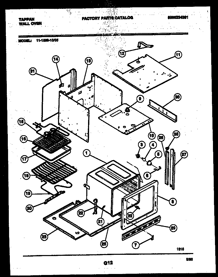 Tappan 11-1559-00-05 body parts diagram