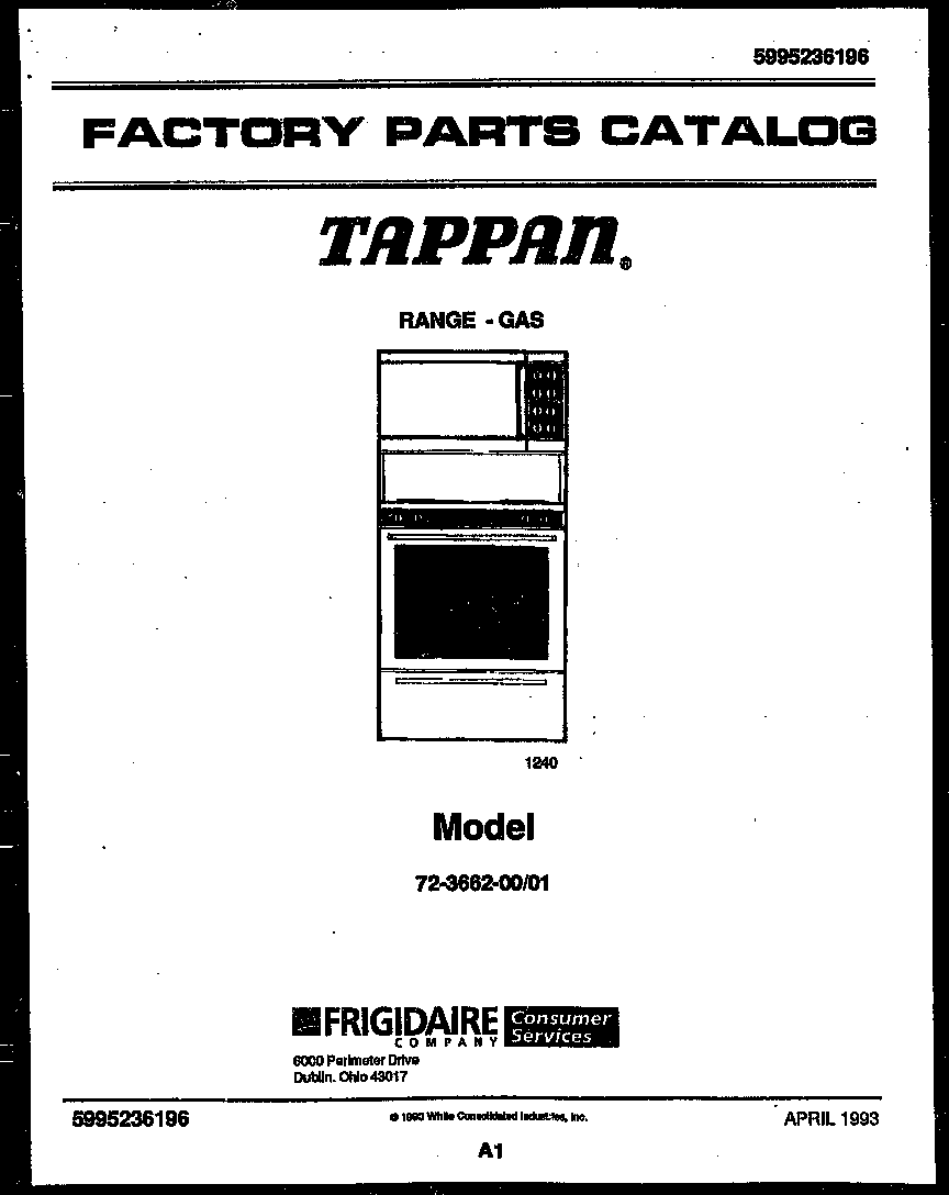 Tappan 72-3662-23-01 cover page diagram