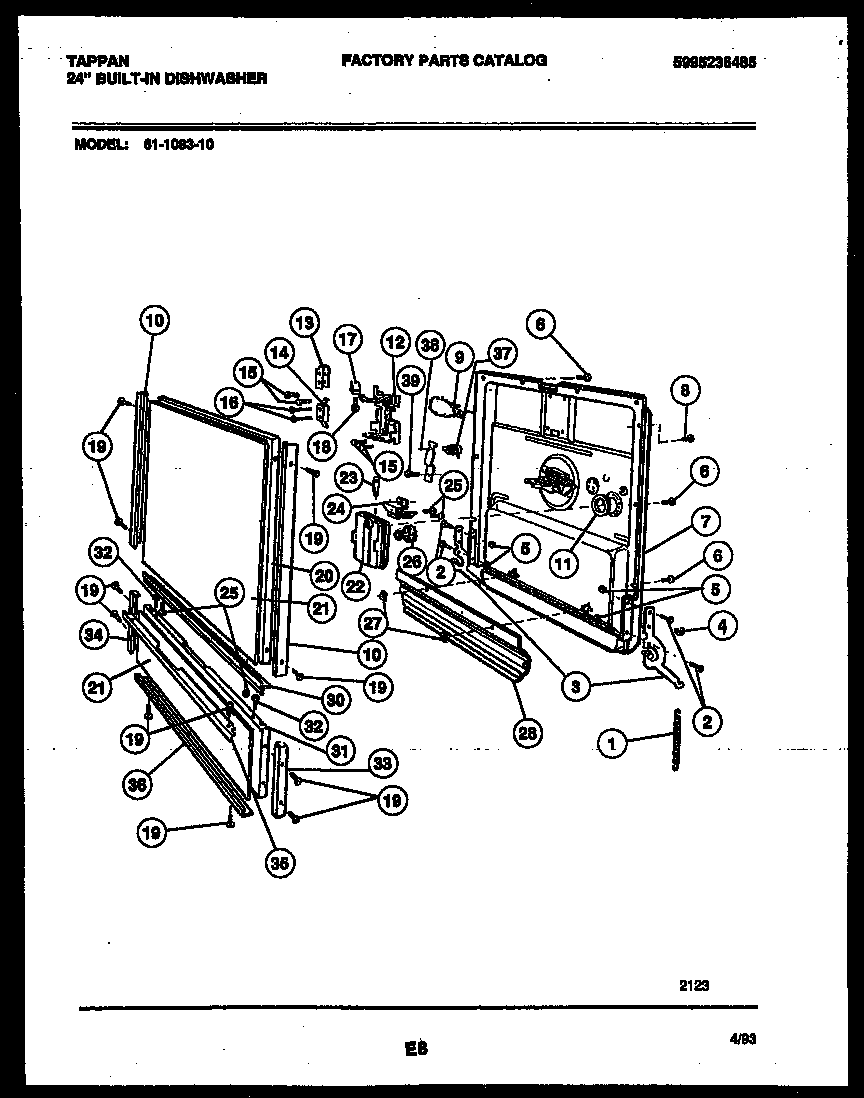 Tappan 61-1083-10-00 door parts diagram