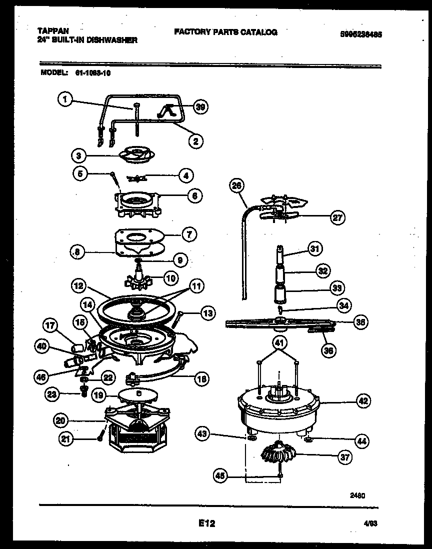 Tappan 61-1083-10-00 motor pump parts diagram