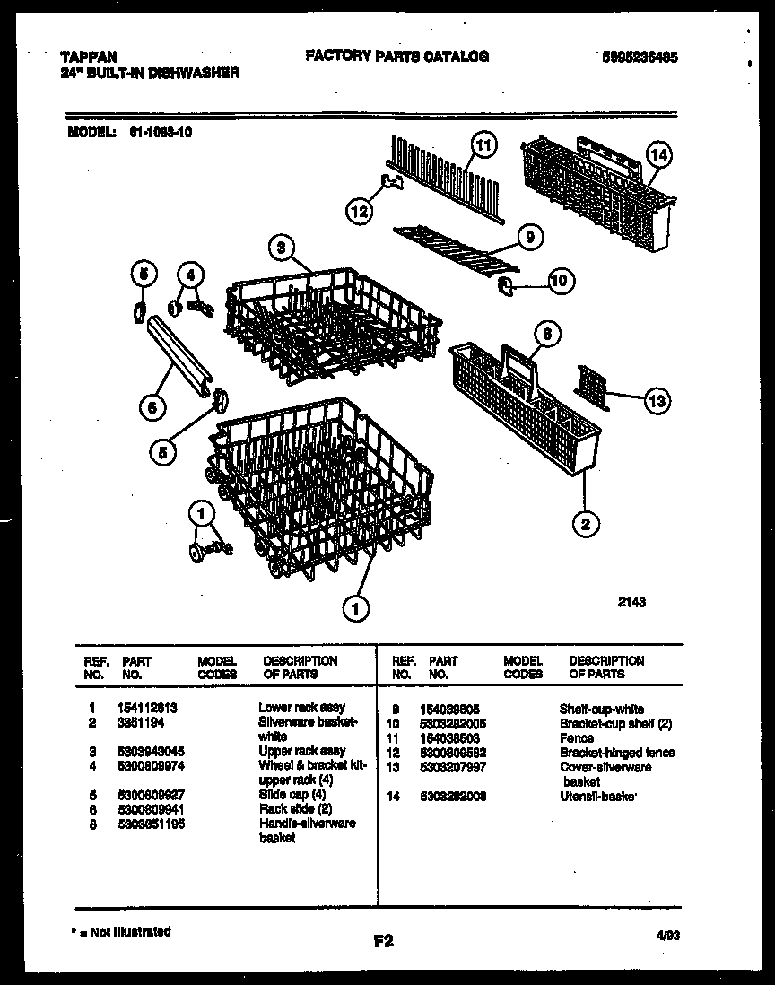 Tappan 61-1083-10-00 racks and trays diagram