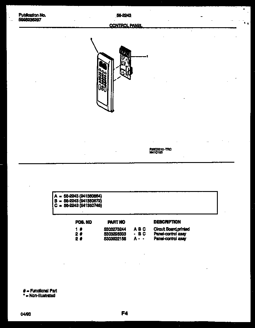 Tappan 56-2243-10-03 control panel diagram