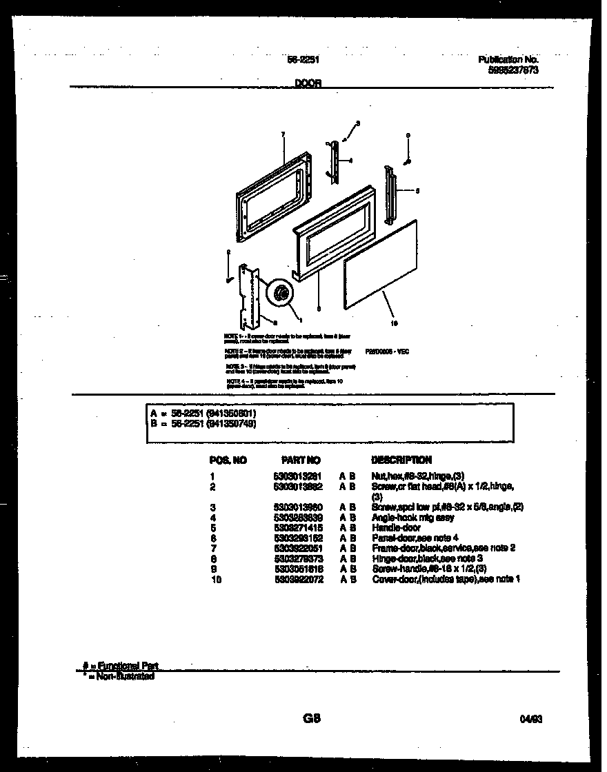 Tappan 56-2251-10-04 door parts diagram