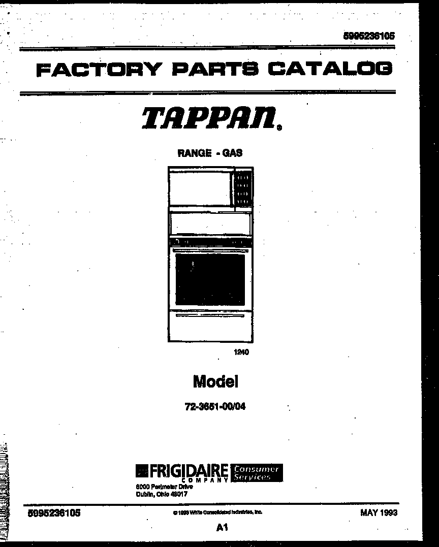 Tappan 72-3651-00-04 cover page diagram